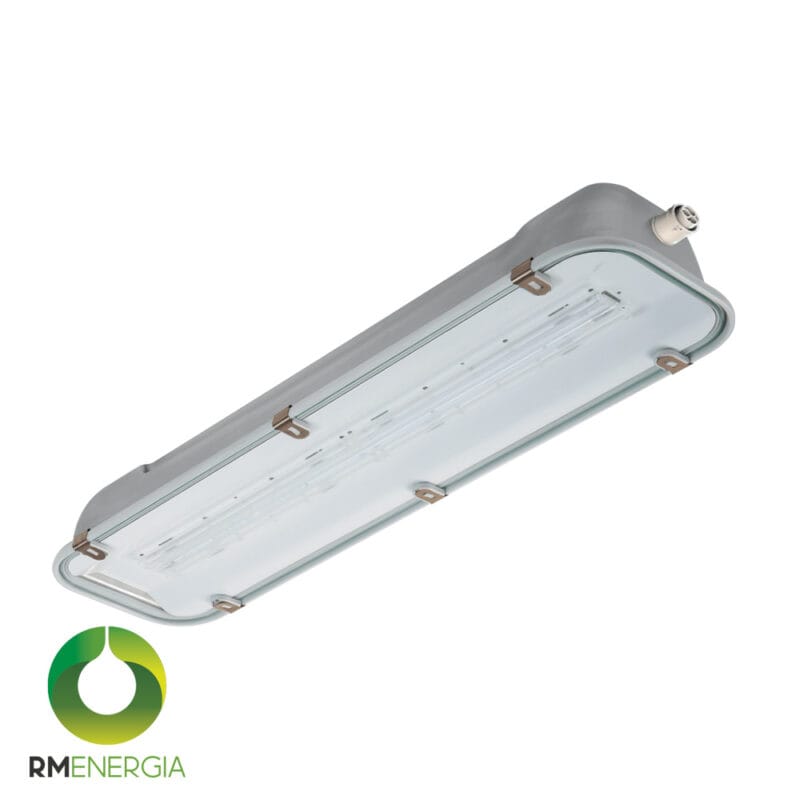 Luminaria estanca minera LED 40W ámbar 690 mm IP66 IK09 inoxidable — RM Energía Inteligente
