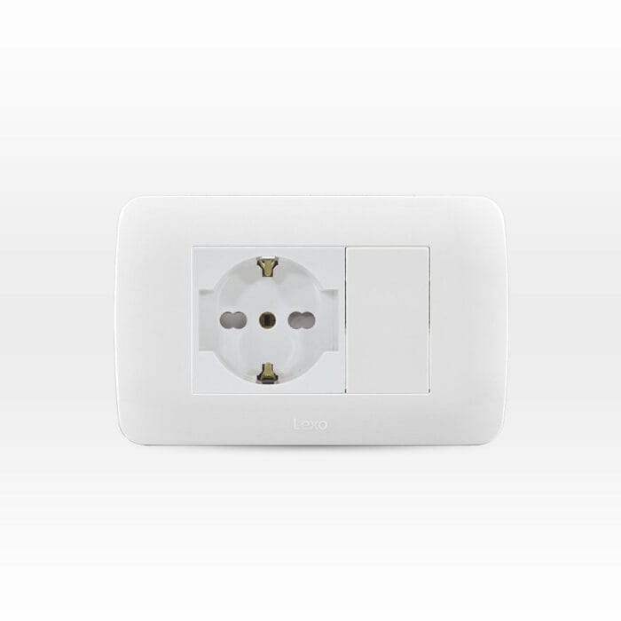Toma Corriente Schuko 10/16A 250V Blanco Armado