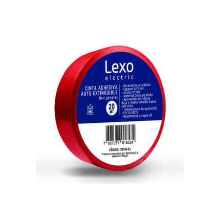 Cinta Aislante Vinílico 19 Mm 20 Metros Roja — RM Energía Inteligente