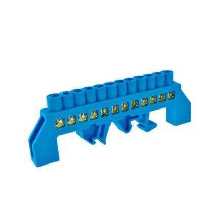Barra Bronce Aislada Riel Din Azul 12 Polos — RM Energía Inteligente