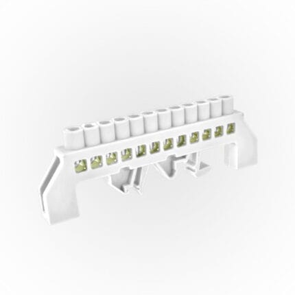 Barra Bronce Aislada Riel Din Blanca 12 Polos — RM Energía Inteligente