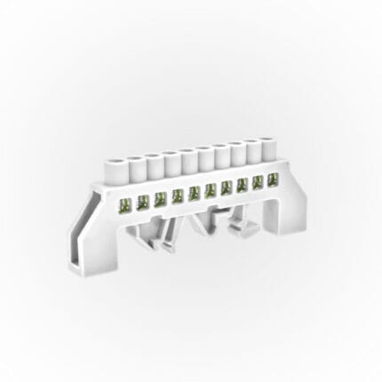Barra Bronce Aislada Riel Din Blanca 10 Polos — RM Energía Inteligente