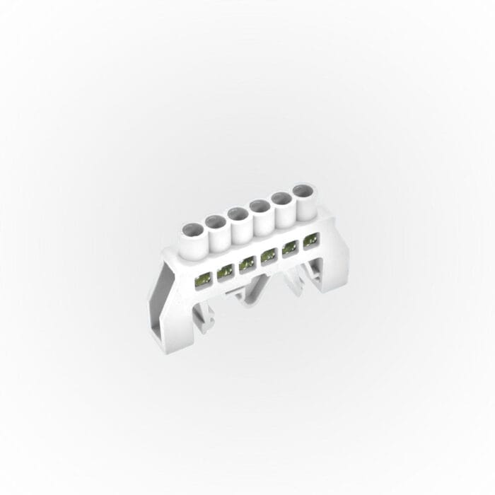 Barra Bronce Aislada Riel Din Blanca 6 Polos
