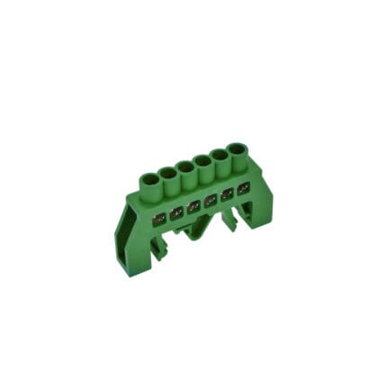 Barra Bronce Aislada Riel Din Verde 6 Polos — RM Energía Inteligente