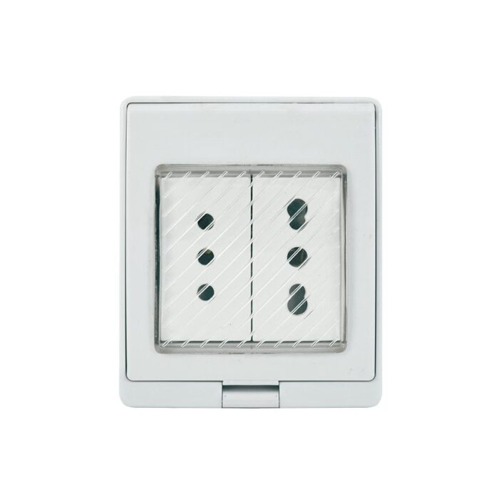 Contenedor IP55 con Tomacorriente Doble 10A Mas 10/16A 250V Blanco