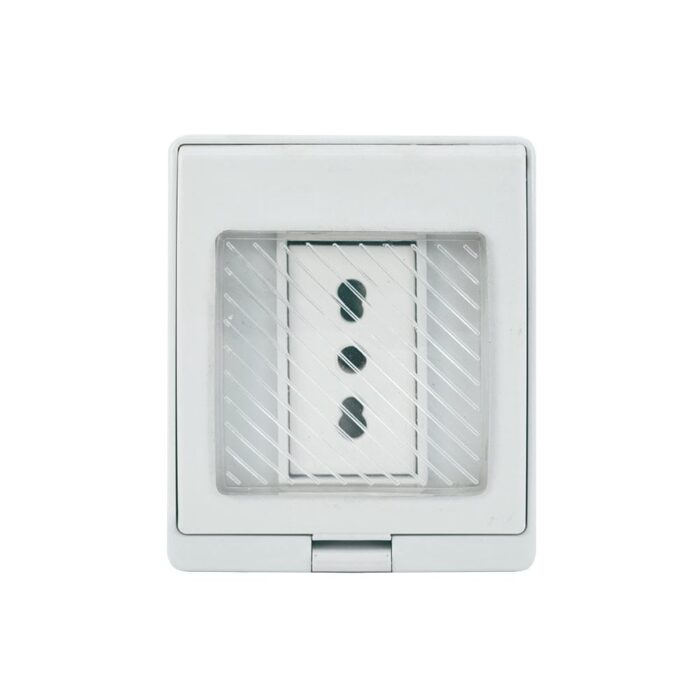 Contenedor IP55 con Tomacorriente Simple 10/16A 250V Blanco