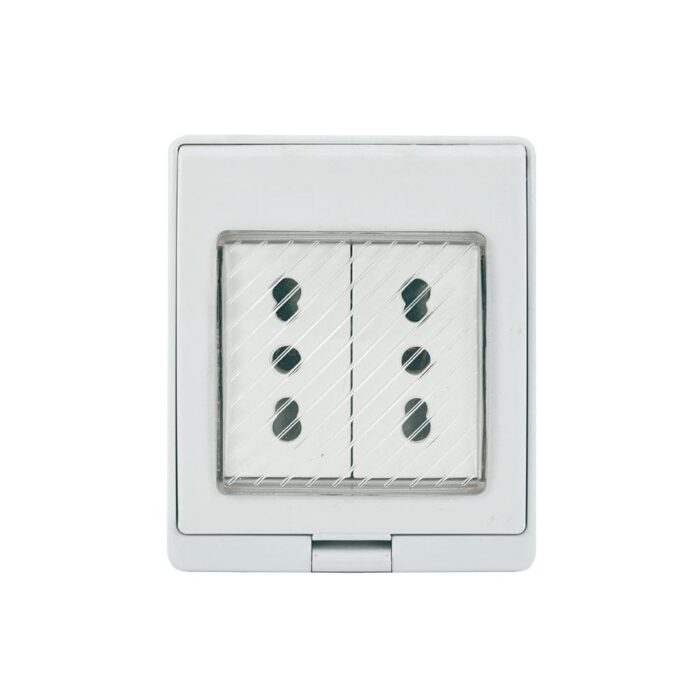 Contenedor IP55 con Tomacorriente Doble 10/16A 250V Blanco