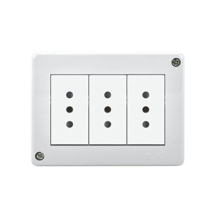 Casquete IP20 con Tomacorriente Triple 10A 250V Blanco