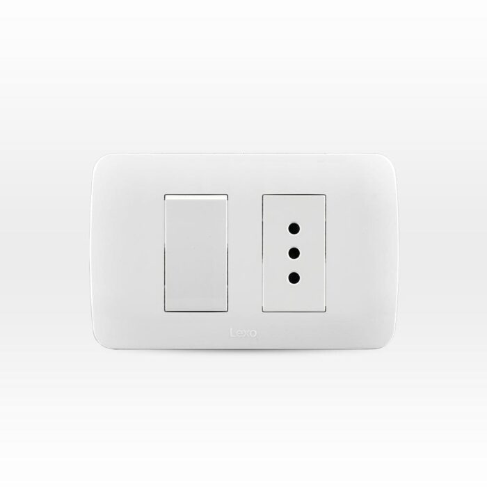 Interruptor Simple 9/12 Más Toma Corriente 10A 250V Blanco Armado