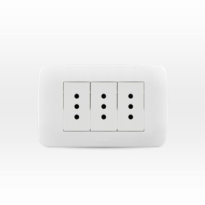 Toma Corriente Triple 10A 250V Blanco Armado