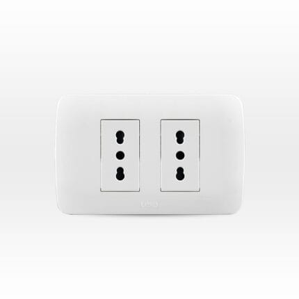 Toma Corriente Doble 10A Mas 10/16A 250V Blanco Armado — RM Energía Inteligente