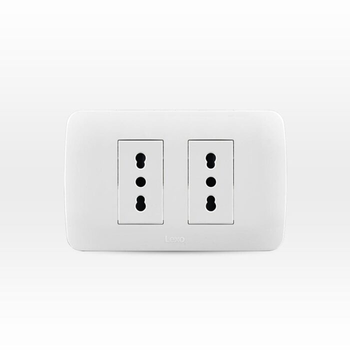 Toma Corriente Doble 10A Mas 10/16A 250V Blanco Armado