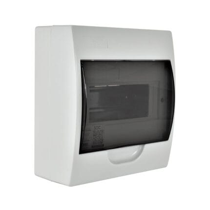 Tablero Sobrepuesto 8 Polos Tapa Color Humo Libre de Halógeno IP41 — RM Energía Inteligente