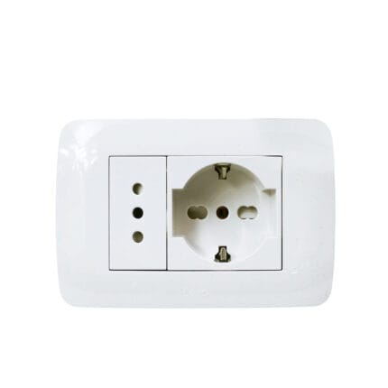 Toma Corriente Schuko 10/16 Más Toma Corriente 10A 250V Blanco Armado — RM Energía Inteligente