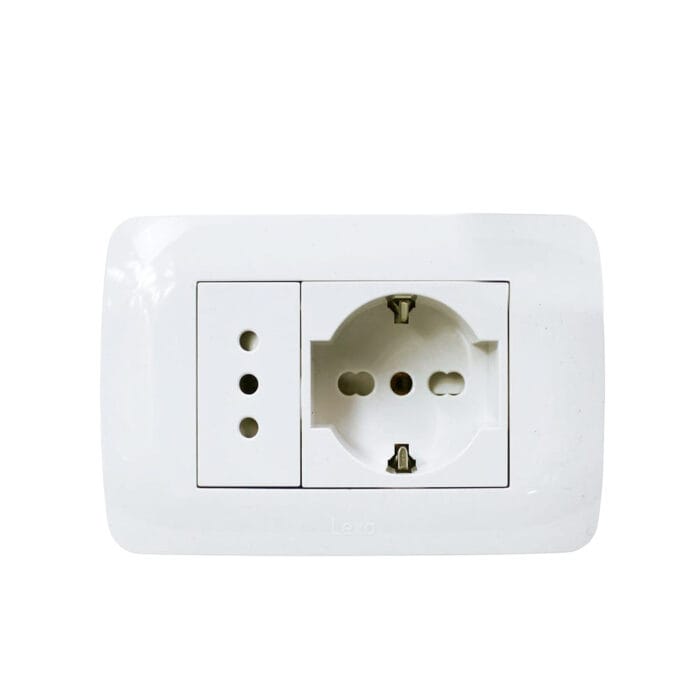 Toma Corriente Schuko 10/16 Más Toma Corriente 10A 250V Blanco Armado