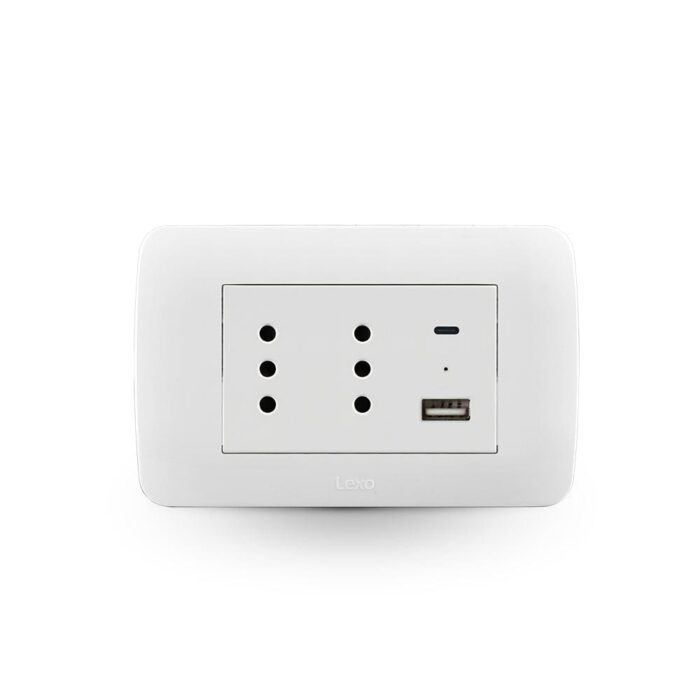 Toma Corriente Duplex 10A + 2 Usb Blanco Armada