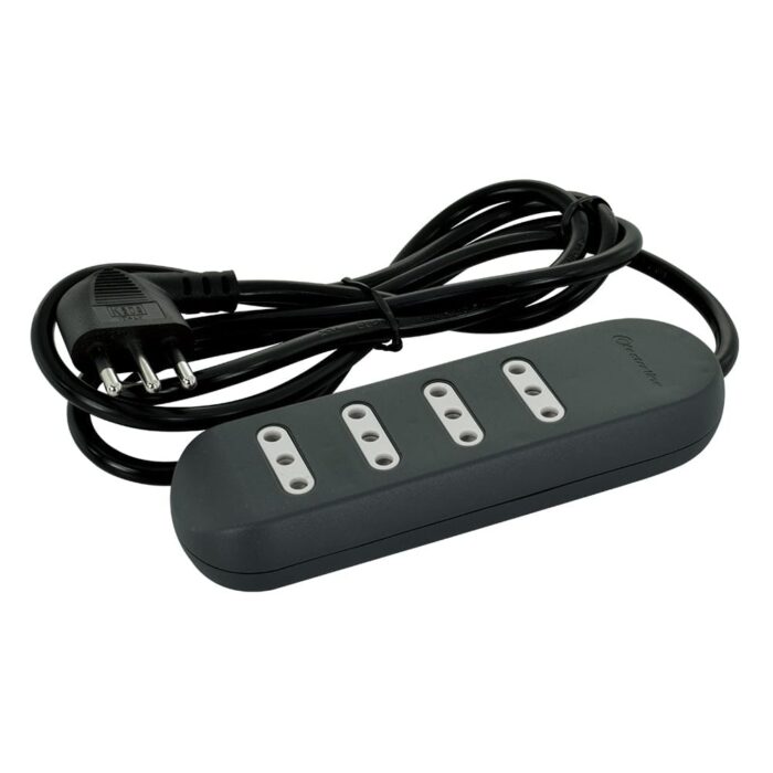 Alargador 4 Tomas 2P+T 10A 3 Metros Negro