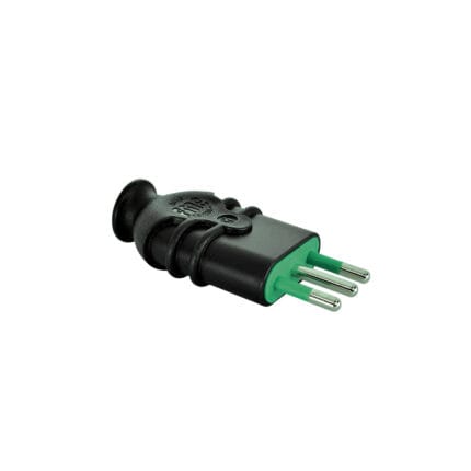 Enchufe Macho 2P+T 10A 250VAC Negro — RM Energía Inteligente