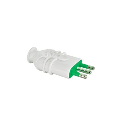 Enchufe Macho 2P+T 16A 250VAC Blanco — RM Energía Inteligente