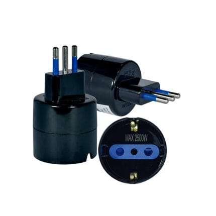 Adaptador Schuko con Proteccion 2P+T 10A 250V Negro — RM Energía Inteligente