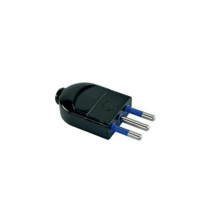 Enchufe Macho Volante 10A 2P+T Negro — RM Energía Inteligente