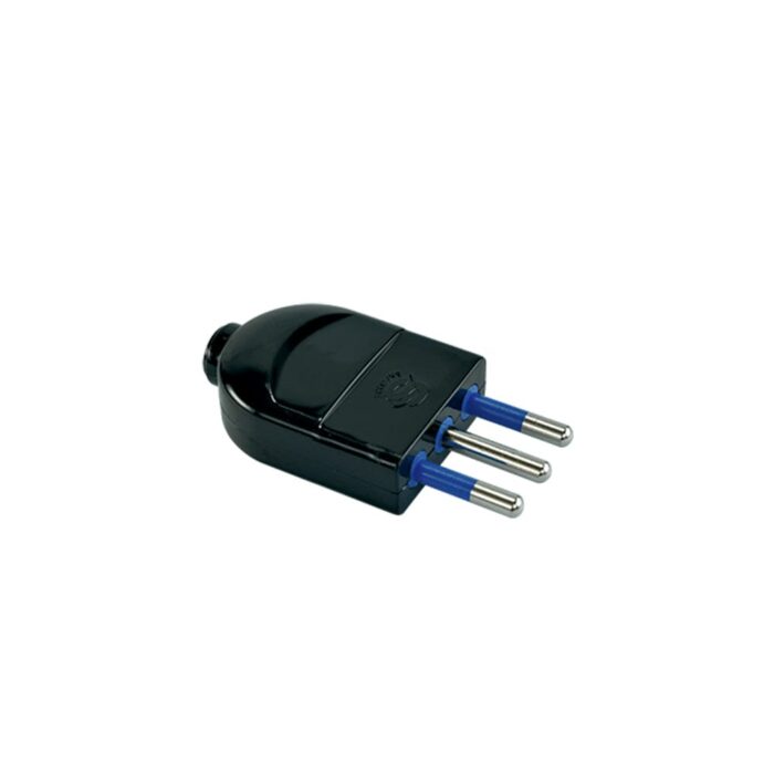 Enchufe Macho Volante 10A 2P+T Negro