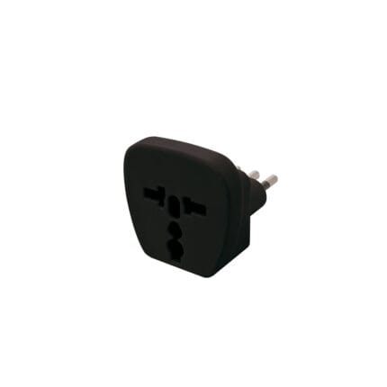 Adaptador Universal 2P 10A 250V Negro — RM Energía Inteligente
