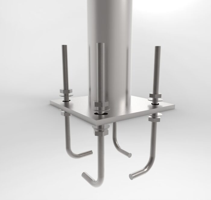 Juego de 4 pernos J de 3/4" x 800 mm (para poste de 9 y 10 mts)