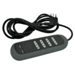 Alargador 4 Tomas con USB 2P+T 10A 3 Metros Negro — RM Energía Inteligente