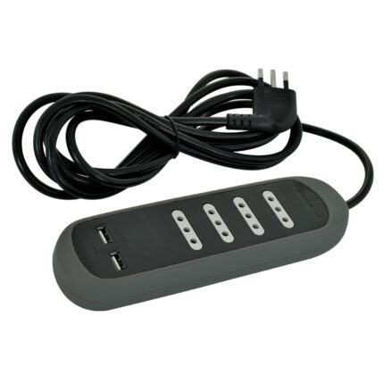 Alargador 4 Tomas con USB 2P+T 10A 3 Metros Negro — RM Energía Inteligente