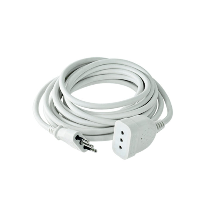 Cable de Extensión 10A 2P+T 5 Metros Blanco