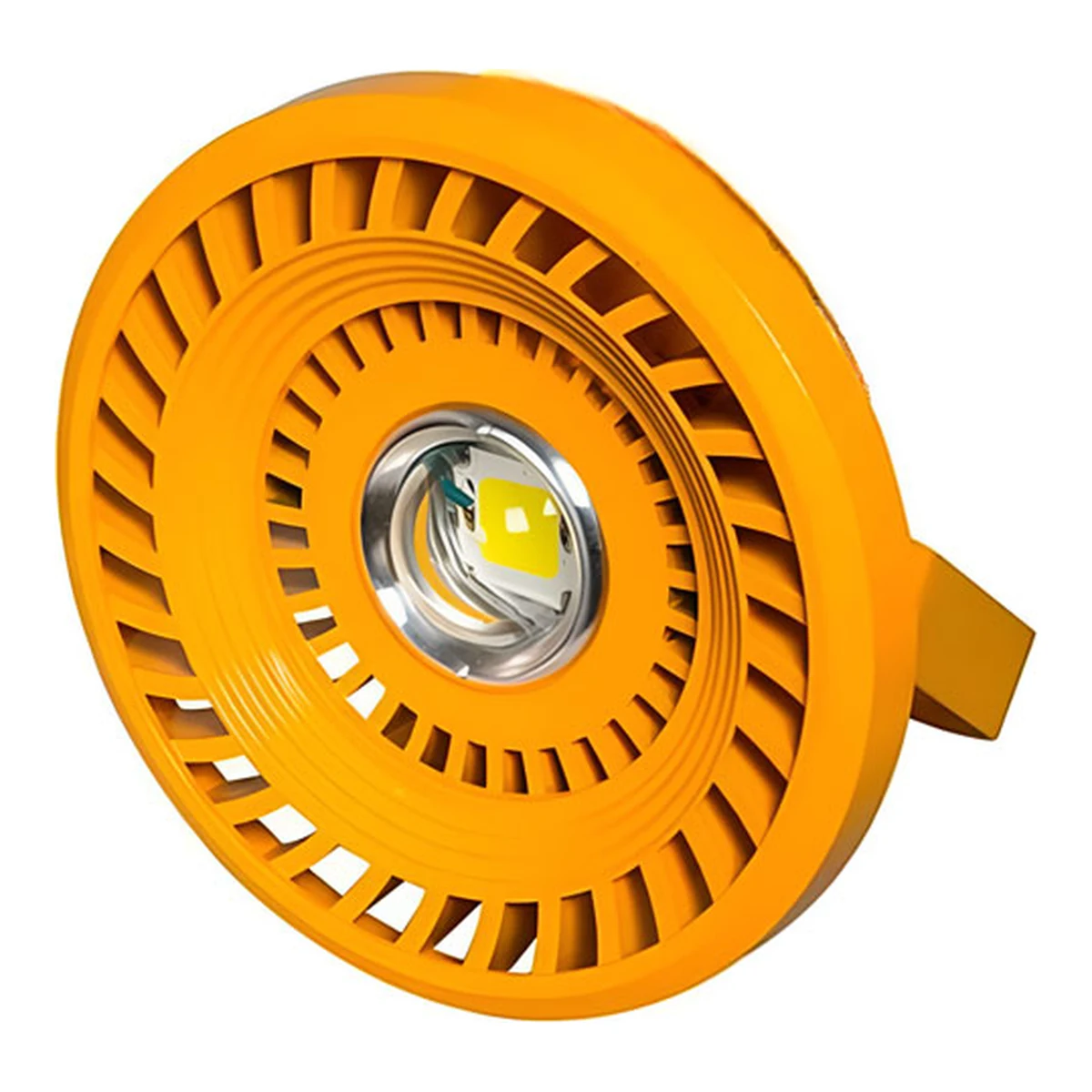 Proyector antiexplosivo industrial 100W IP65 Proyector antiexplosivo industrial LED 100W IP65 de cuerpo circular en aluminio amarillo — RM Energia Inteligente