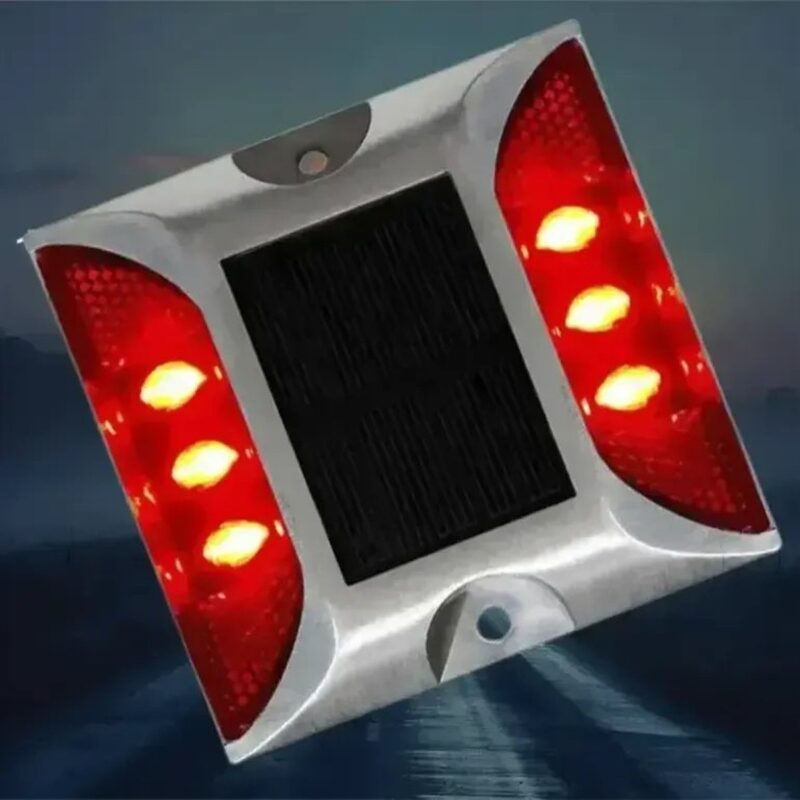 Tacha solar LED roja sin vástago IP68 — RM Energía Inteligente