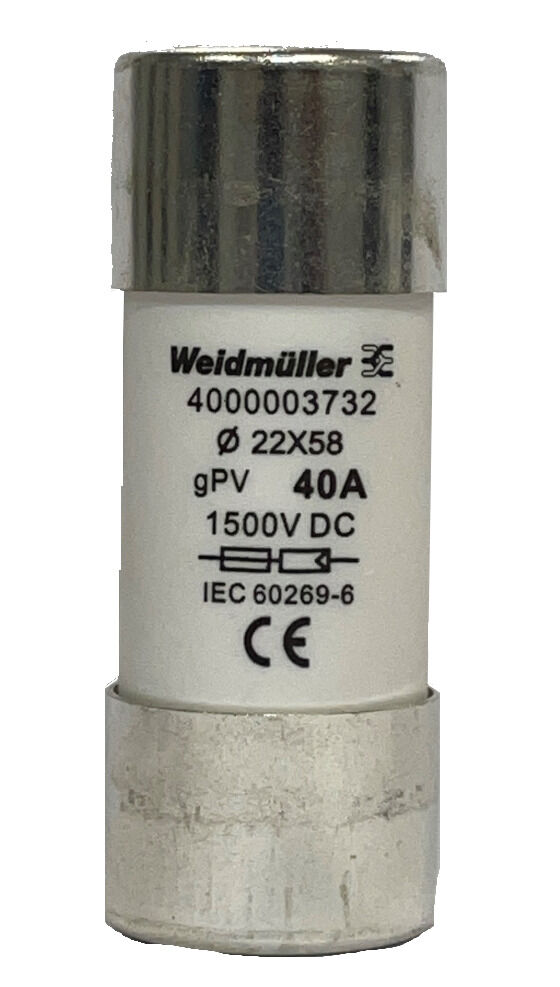 Fusibles cilíndricos fotovoltaicos Weidmüller 22 x 58 gPV
